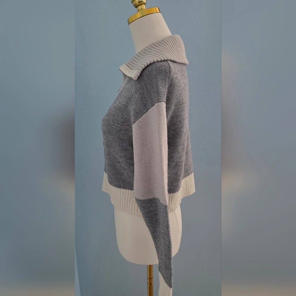 Peter Som Colorblock Zip Cowl Neck Sweater